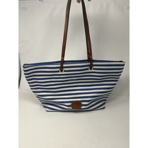 Dooney & Bourke Sullivan Tote Blue & White Striped Shoulder Bag‎ Coastal Preppy